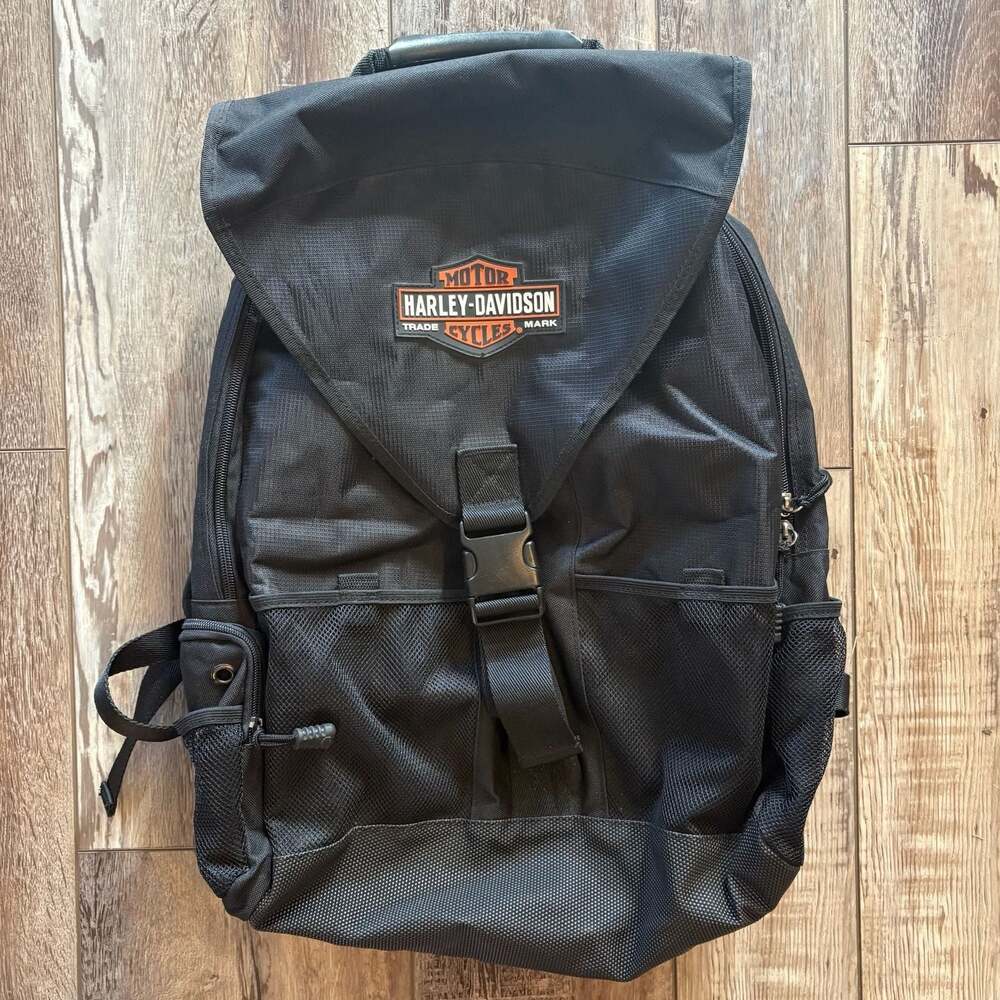 Harley-Davidson Black Padded Helmet Laptop Backpack Multi Pocket Motorcycle